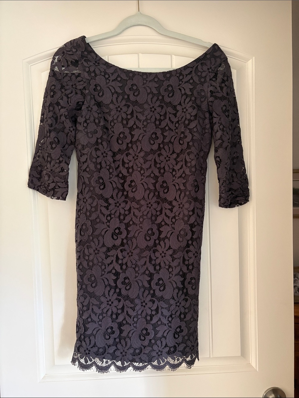 Shoshanna Purple Floral Lace Midi Dress